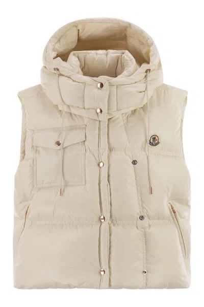 Moncler Pario - Padded Vest With Hood In Neutral