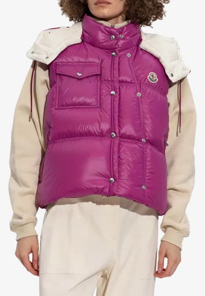 Moncler Pario Hooded Down Gilet In Pink