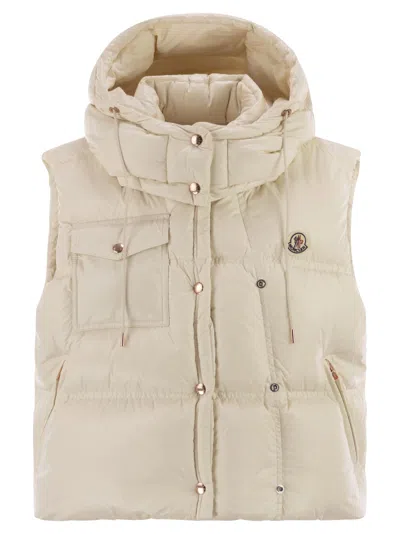 Moncler Pario Padded Vest With Hood In Neutral