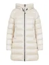 Moncler Midi Suyenne Down Jacket With Hood In Neutral