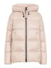 Moncler Hooded Long Puffer Jacket Side Pockets In Pink