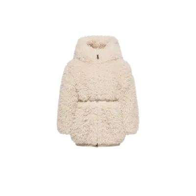 Moncler Kids' Parka À Capuche En Teddy Wrenna, Filles, Blanc, Taille: 4a In Neutral