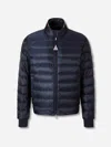 Moncler Navy Blue Nylon Rigel Down Jacket In Blue