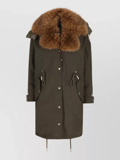 Moncler Parka Coat In Brown