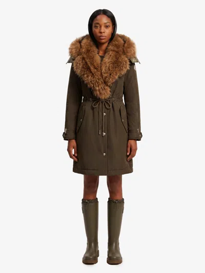 Moncler Parka Lungo Imbottito Halicte In Brown