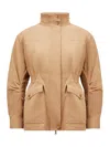 Moncler High-necked Long-sleeved Parka Coat In Nude & Neutrals