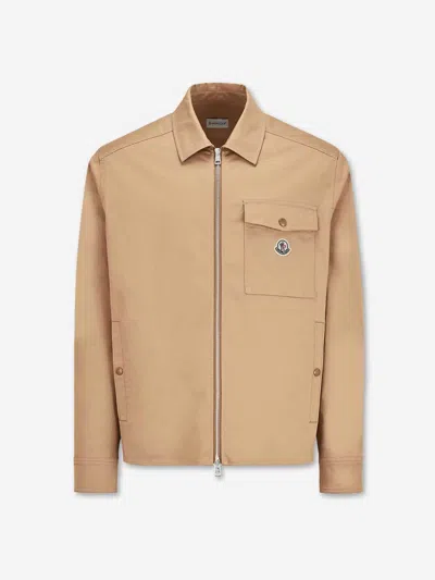 Moncler Cotton Blend Gabardine Shirt Jacket In Neutral