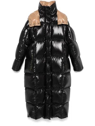 Moncler Parnaiba Hooded Long Down Jacket In Black