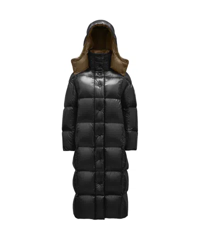 Moncler Parnaiba Hooded Long Down Jacket In Multi