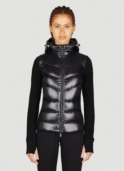 MONCLER PARTIALLY QUILTED ZIP-UP HOODED CARDIGAN