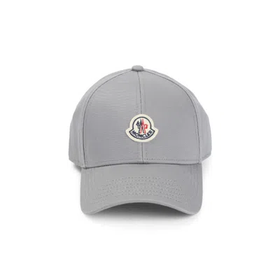 Moncler Pastel Grey Cotton Baseball Cap In Gray