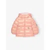 Moncler Pastel Pink Bady Hooded Padded Shell-down Jacket 6 Months - 3 Year In Metallic