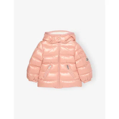 Moncler Babies' Pastel Pink Bady Hooded Padded Shell-down Jacket 6 Months - 3 Year In Metallic