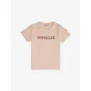 Moncler Pastel Pink Logo-patch Short-sleeve Cotton T-shirt 4-14 In Pink