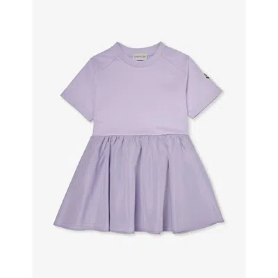 Moncler Babies'  Pastel Purple Brand-patch Short-sleeve Cotton-jersey Dress