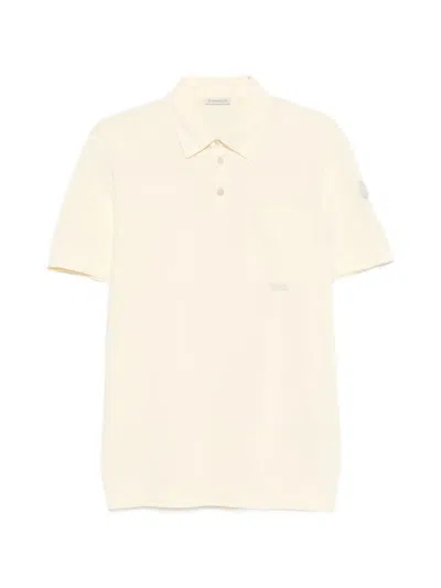 Moncler Pastel Yellow Cotton Ss Polo In White