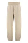 Moncler Sport Trousers With Patch And Elastic Ankle Cuffs In Neutral