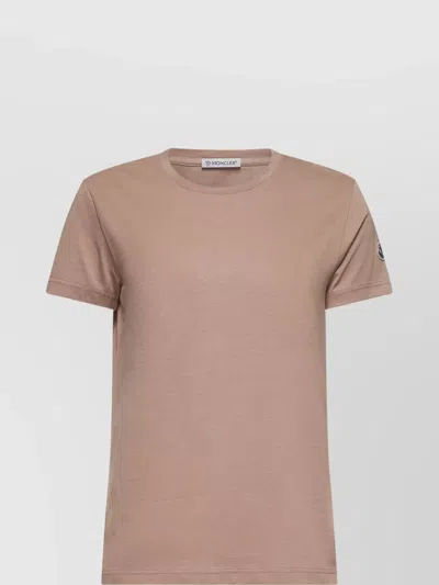 Moncler Patch Logo Crew Neck T-shirt In Brown