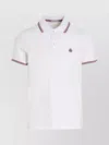 Moncler Classic White Cotton Polo With Signature Tri-color Trim
