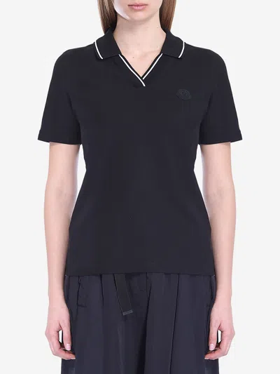Moncler Patch Polo In Black