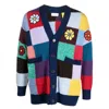 Moncler Patchwork-design Crochet Cardigan In Blue