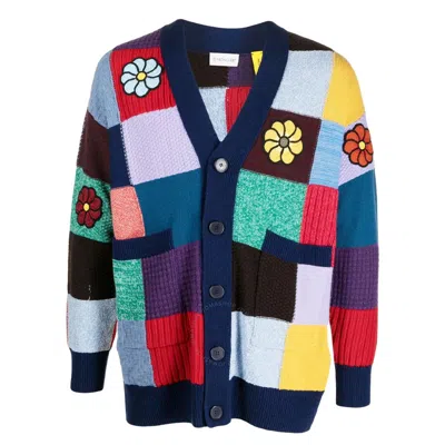 MONCLER MONCLER PATCHWORK-DESIGN CROCHET CARDIGAN
