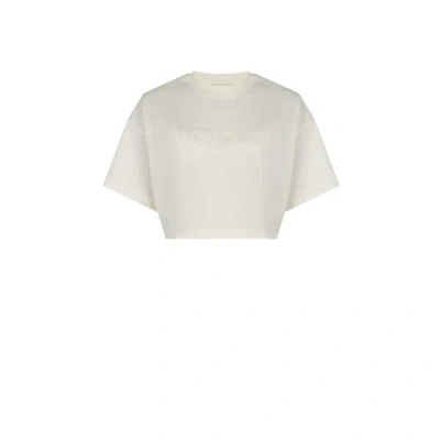 Moncler Patchwork-effect Cotton T-shirt In Neutral