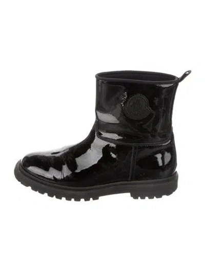 Pre-owned Moncler Babies' Patent Leather Ankle Boot In Black