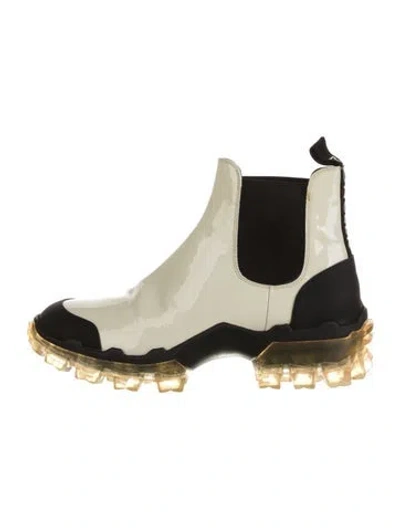 Pre-owned Moncler Patent Leather Chelsea Boots In Multi