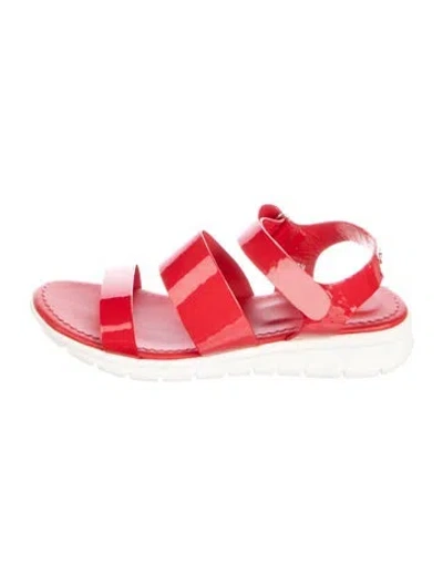 Pre-owned Moncler Patent Leather Sandals In Red