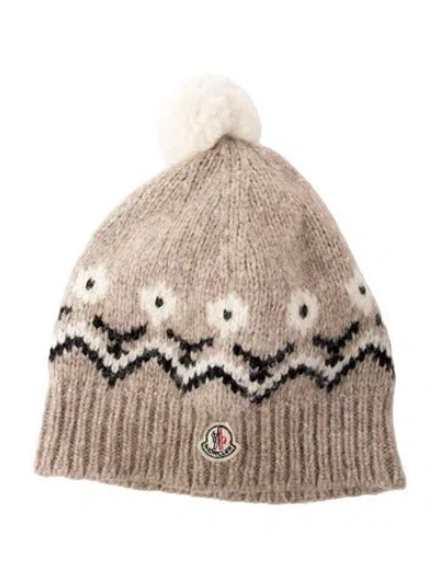 Pre-owned Moncler Pattern Knitted Beanie In Neutral