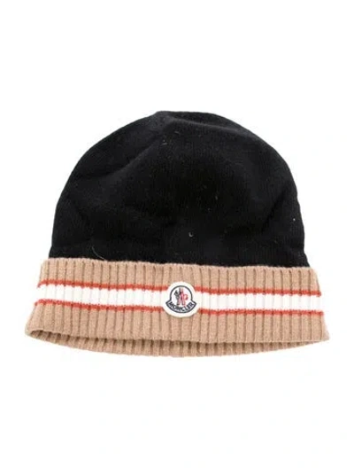 Pre-owned Moncler Babies' Pattern Print Knit Beanie In Black