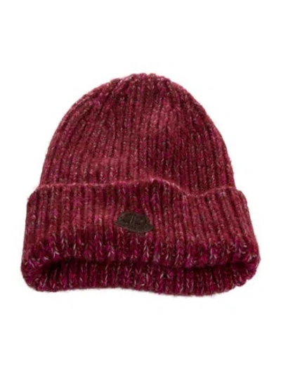 Pre-owned Moncler Pattern Print Wool Blend Knit Beanie In Purple