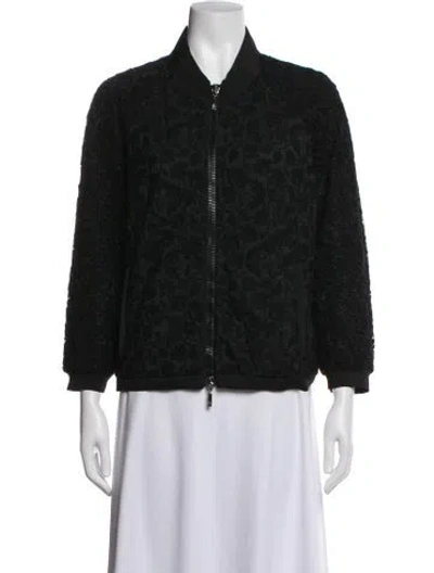 Pre-owned Moncler Patterned Bomber Jacket In Black