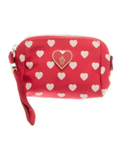 Pre-owned Moncler Patterned Cosmetic Bag In Red