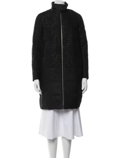 Pre-owned Moncler Patterned Down Coat In Black