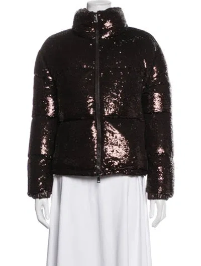 Pre-owned Moncler Patterned Down Jacket In Brown