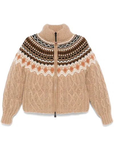 Moncler Patterned-jacquard Puffer Jacket In Multi
