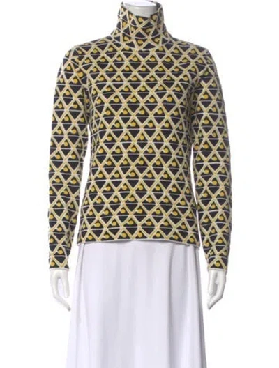 Pre-owned Moncler Patterned Turtleneck Top In Multi