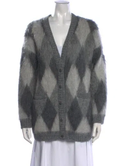 Pre-owned Moncler Patterned V-neck Sweater In Grey