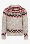 Moncler Jacquard Wool Blend Sweater With Geometric Pattern