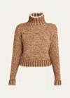 Moncler Patterned Wool Turtleneck Sweater In Medium Brown