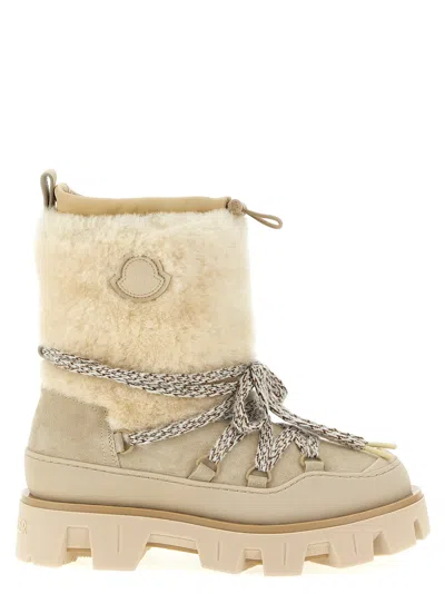 Moncler Ankle Boots With Fur Trim And Chunky Sole In Multi