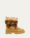 Moncler Peak Apres Suede And Shearling Ankle Boots In Brown