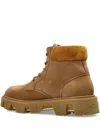 Moncler Camel Suede Peak City Ankle Boots In Brown