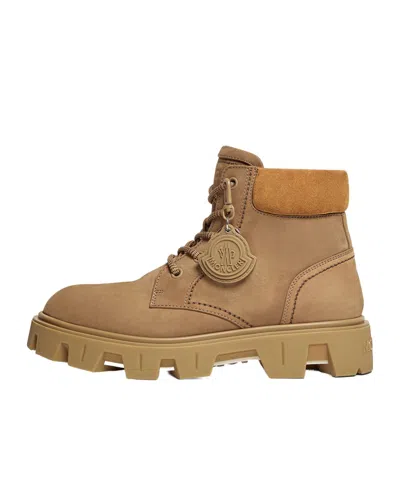 Moncler Peak City Nubuck  Suede Lace-up Boots In Brown