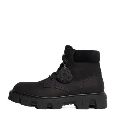 Moncler Lace-up Rubber-sole Boots In Black