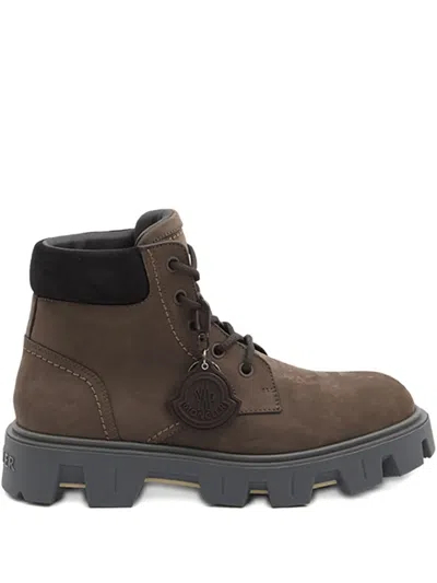 Moncler Peak City Lace-up Hiking Boots In Brown