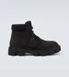Moncler Lace-up Boots In Suede Leather Peak City In Black