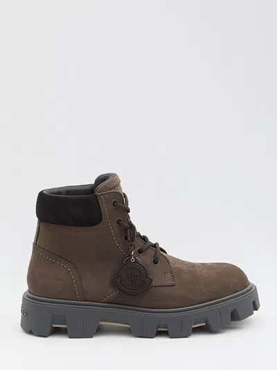 Moncler Peak City Nubuck & Suede Lace-up Boots In Brown
